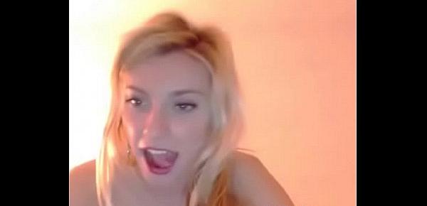  Blonde girl shows her tits in her room